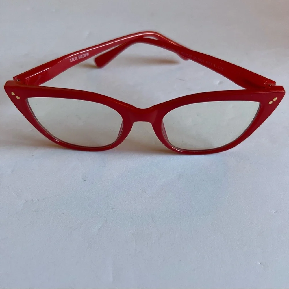 STEVE MADDEN BLUE LIGHT READING GLASSES NO MAGNIFICATION RED NWOT